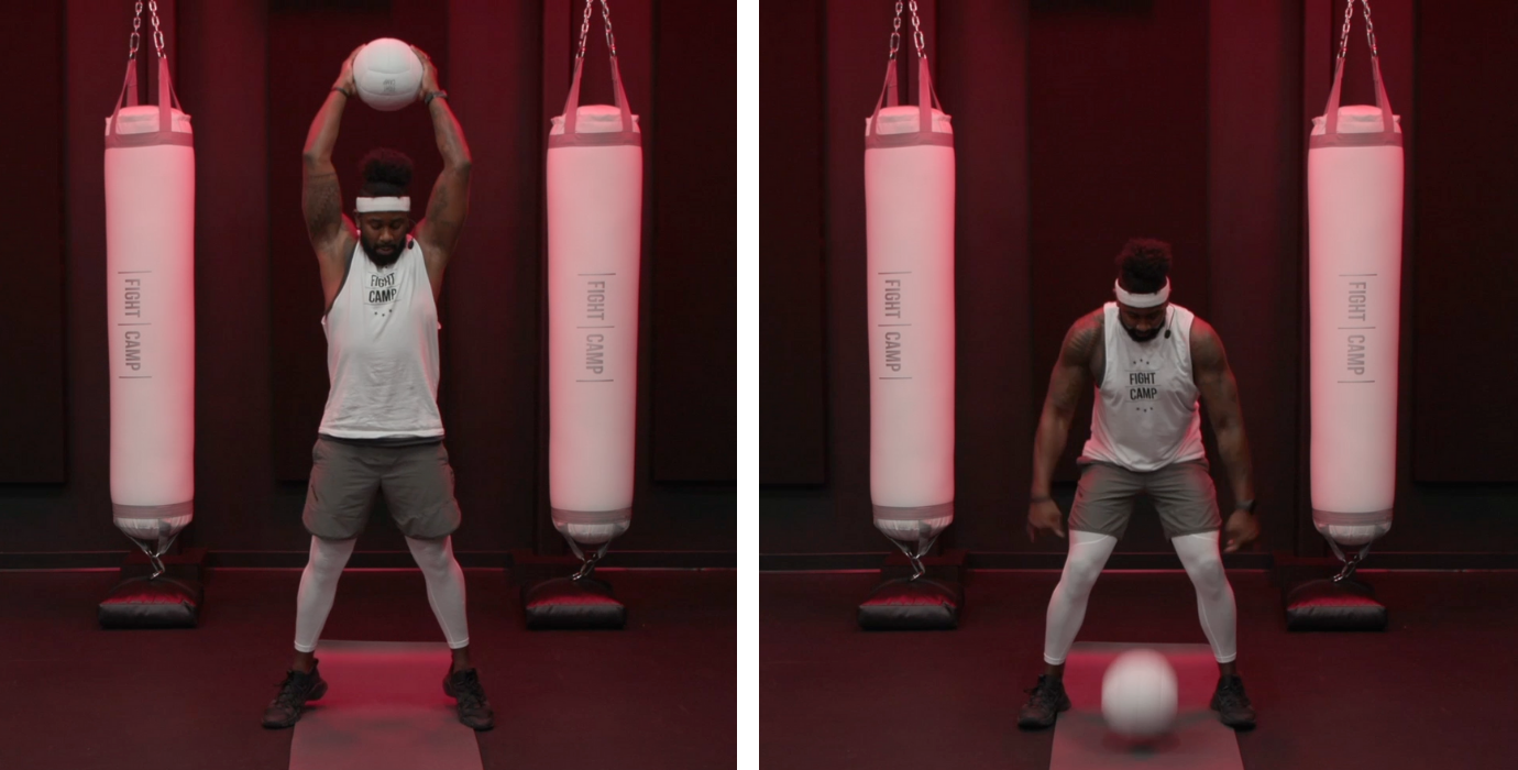 Coach PJ Doing Medicine Ball Slams
