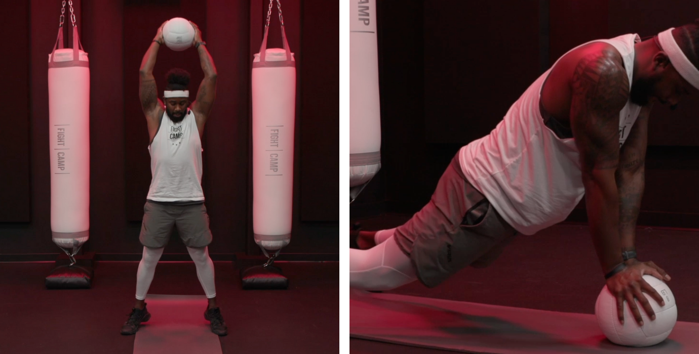 Coach PJ Doing Medicine Ball Slams & Sprawls
