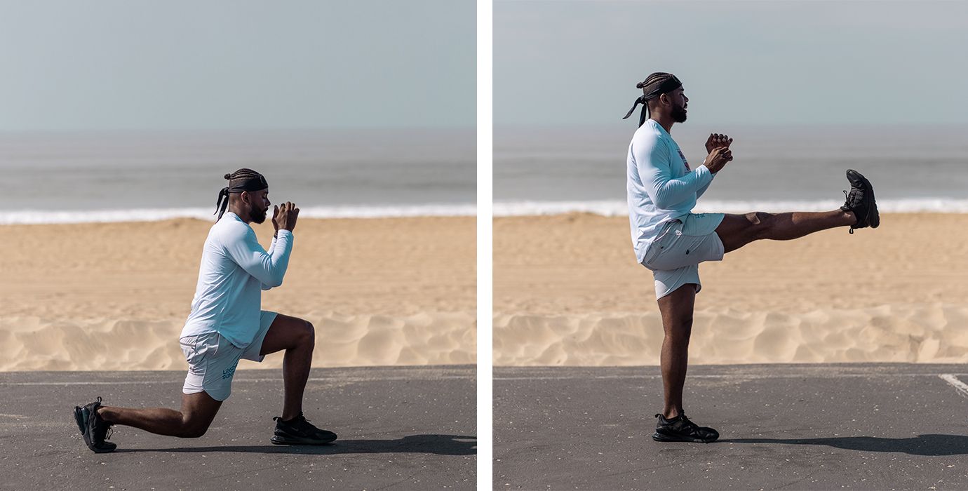 Coach PJ Doing Reverse Lunge - Front Kicks