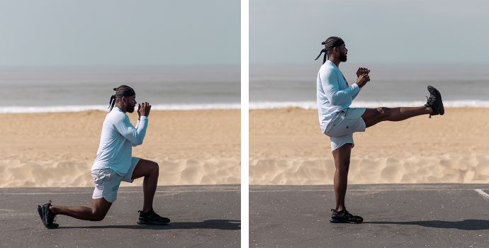 Coach PJ Doing Reverse Lunge - Front Kicks