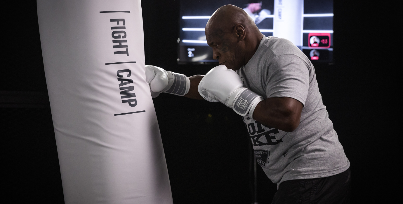 Mike Tyson doing a FightCamp boxing workout