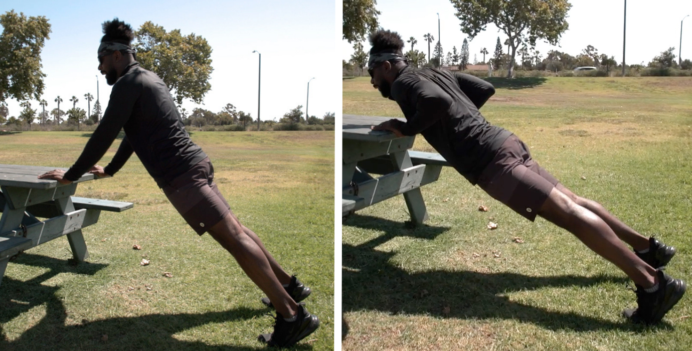 Coach PJ Showing How To Do An Incline Push-Up