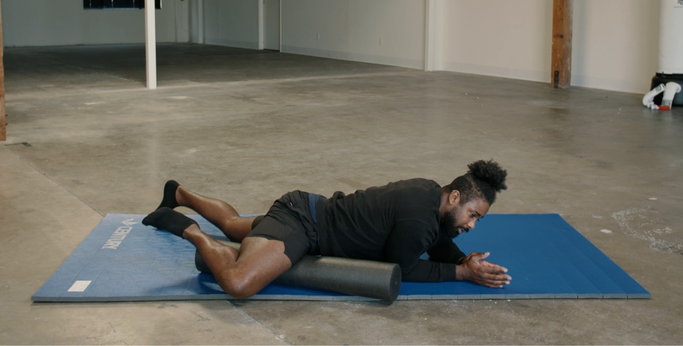 Coach PJ Doing Groin Foam Rolls
