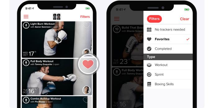FightCamp App Workout Favorites