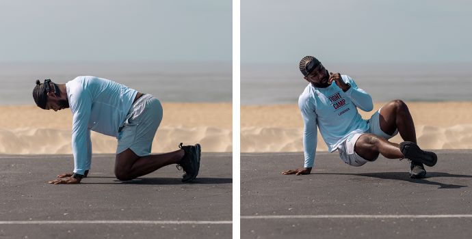 Coach PJ Doing Bear Planks & Sit Thrus