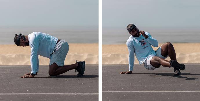 Coach PJ Doing Bear Planks & Sit Thrus