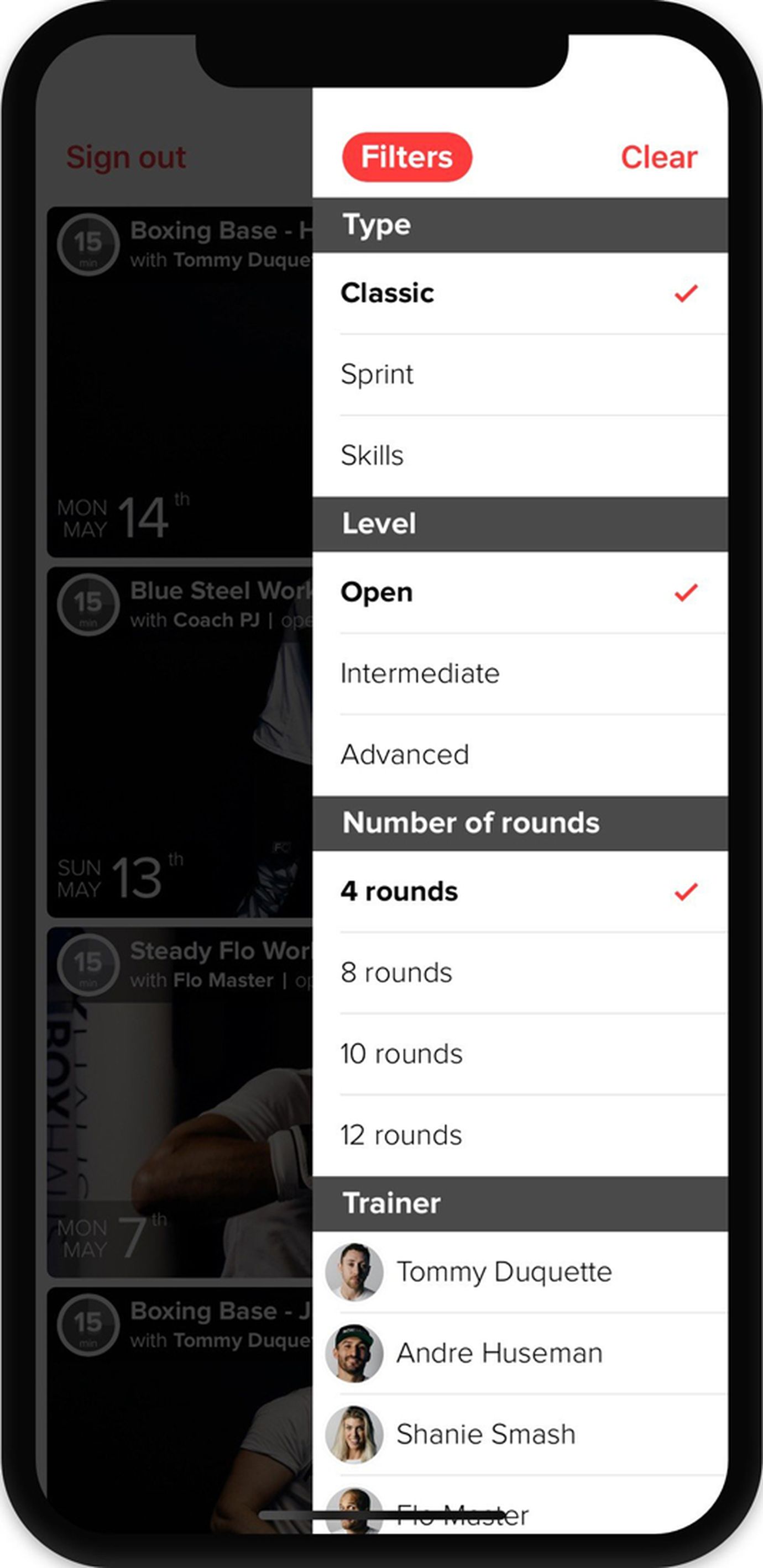FightCamp App Update New Filters