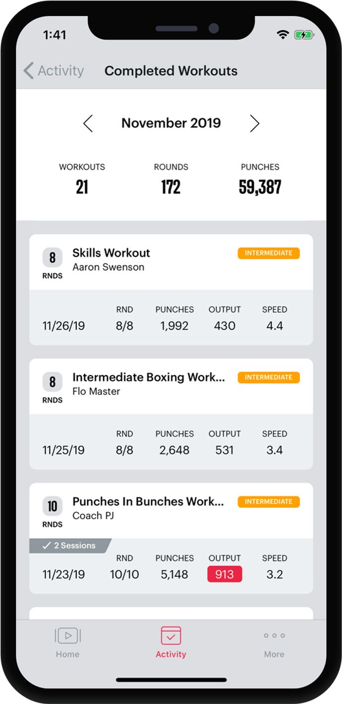 FightCamp App Activity Feed