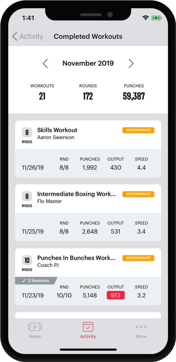 FightCamp App Activity Feed