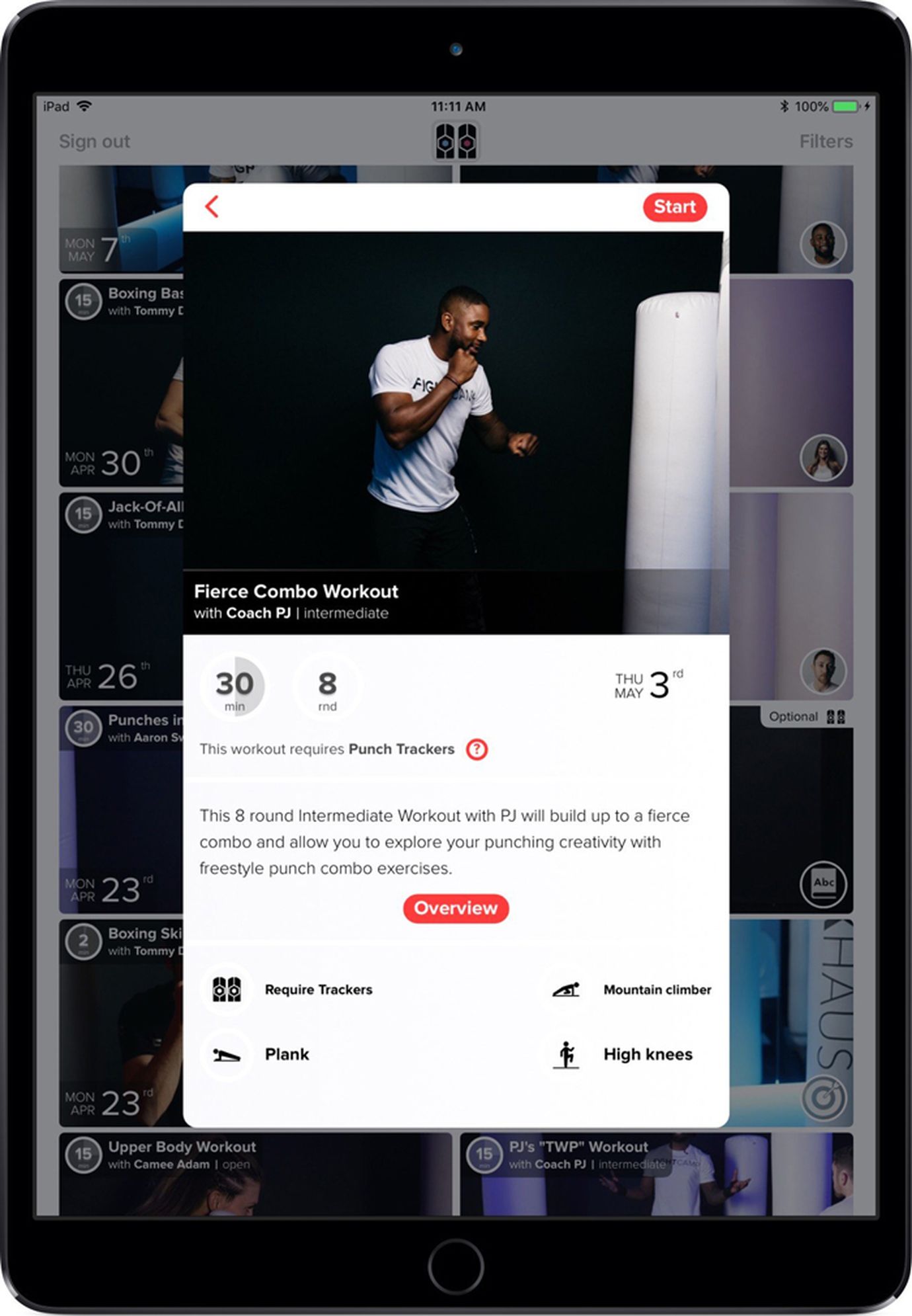 FightCamp App New iPad User Interface