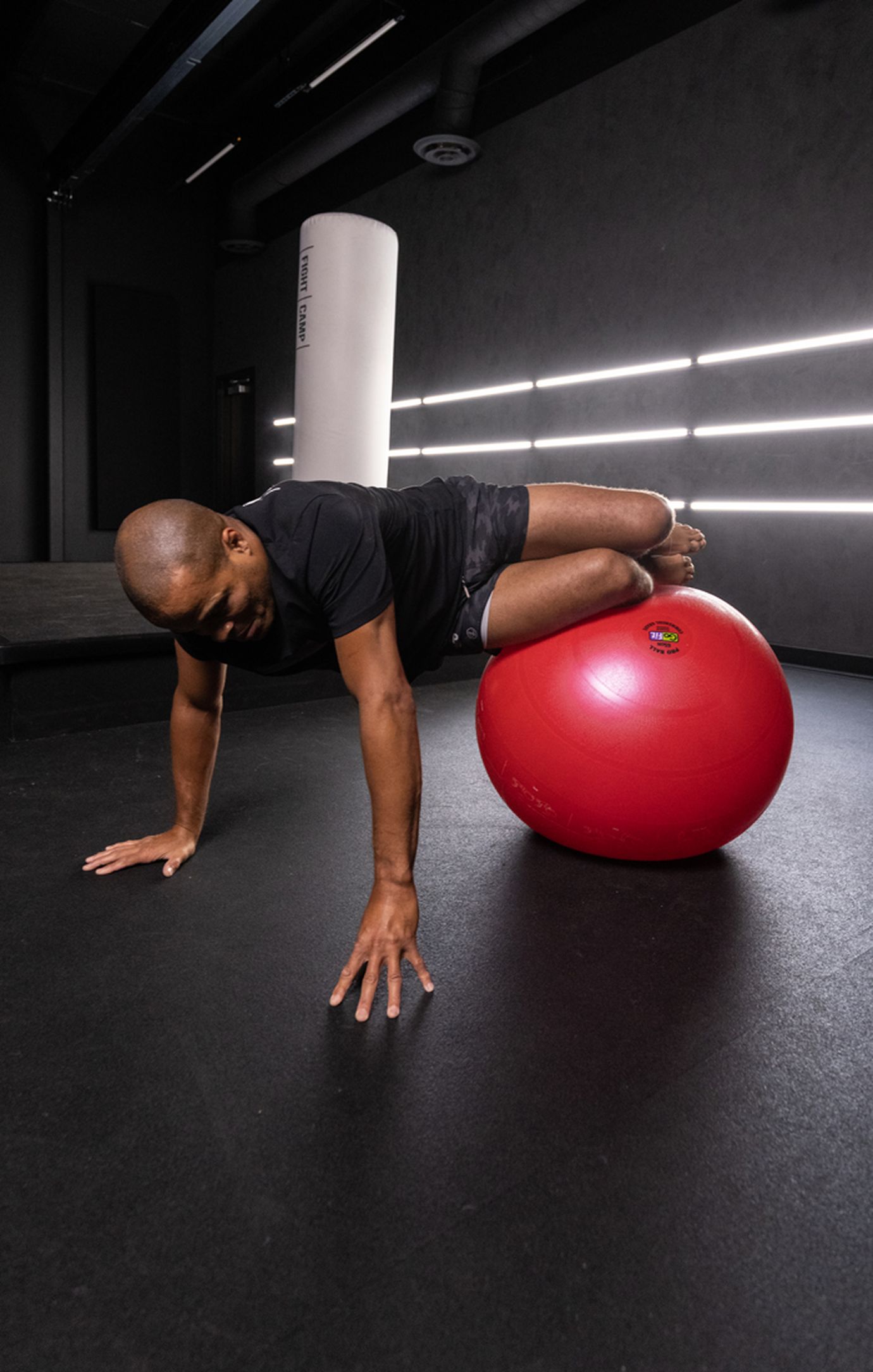 Flo Master Doing Stability Ball Core Rotations