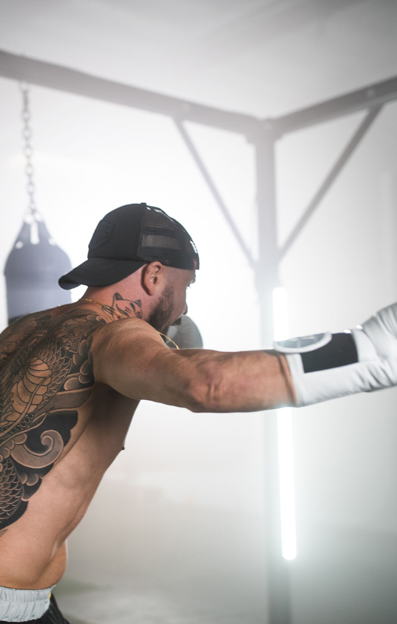 Aaron Swenson Doing Heavy Bag Training For Boxing