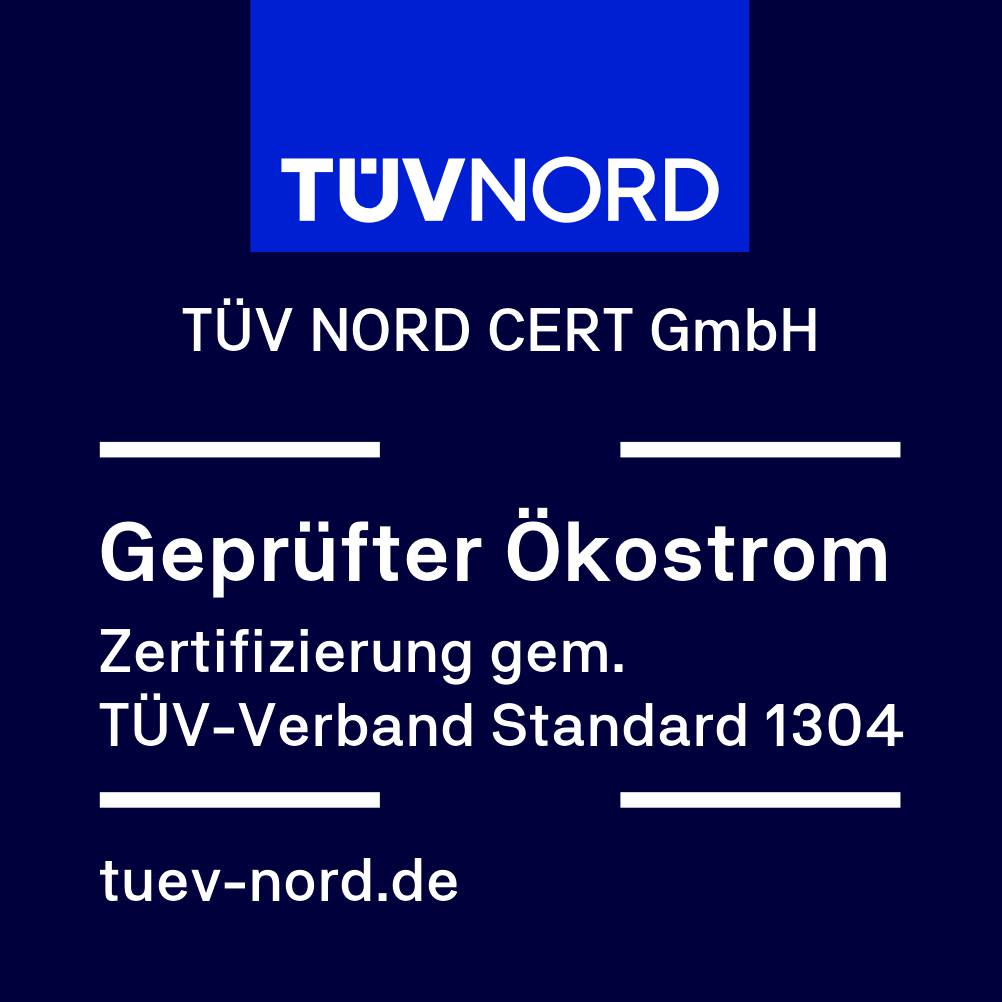 TÜV Nord Zertifizierung geprüfter Ökostrom nach Standard 1304
