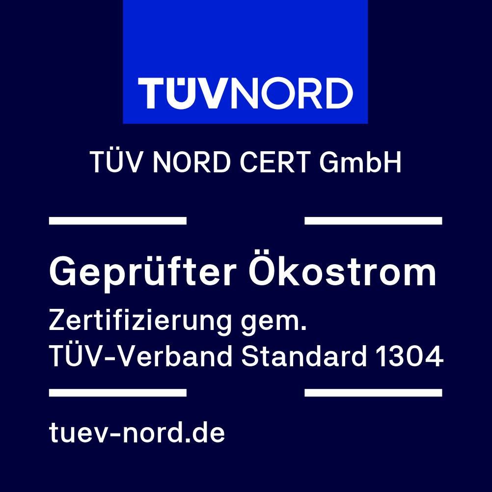 TÜV Nord Zertifizierung geprüfter Ökostrom nach Standard 1304