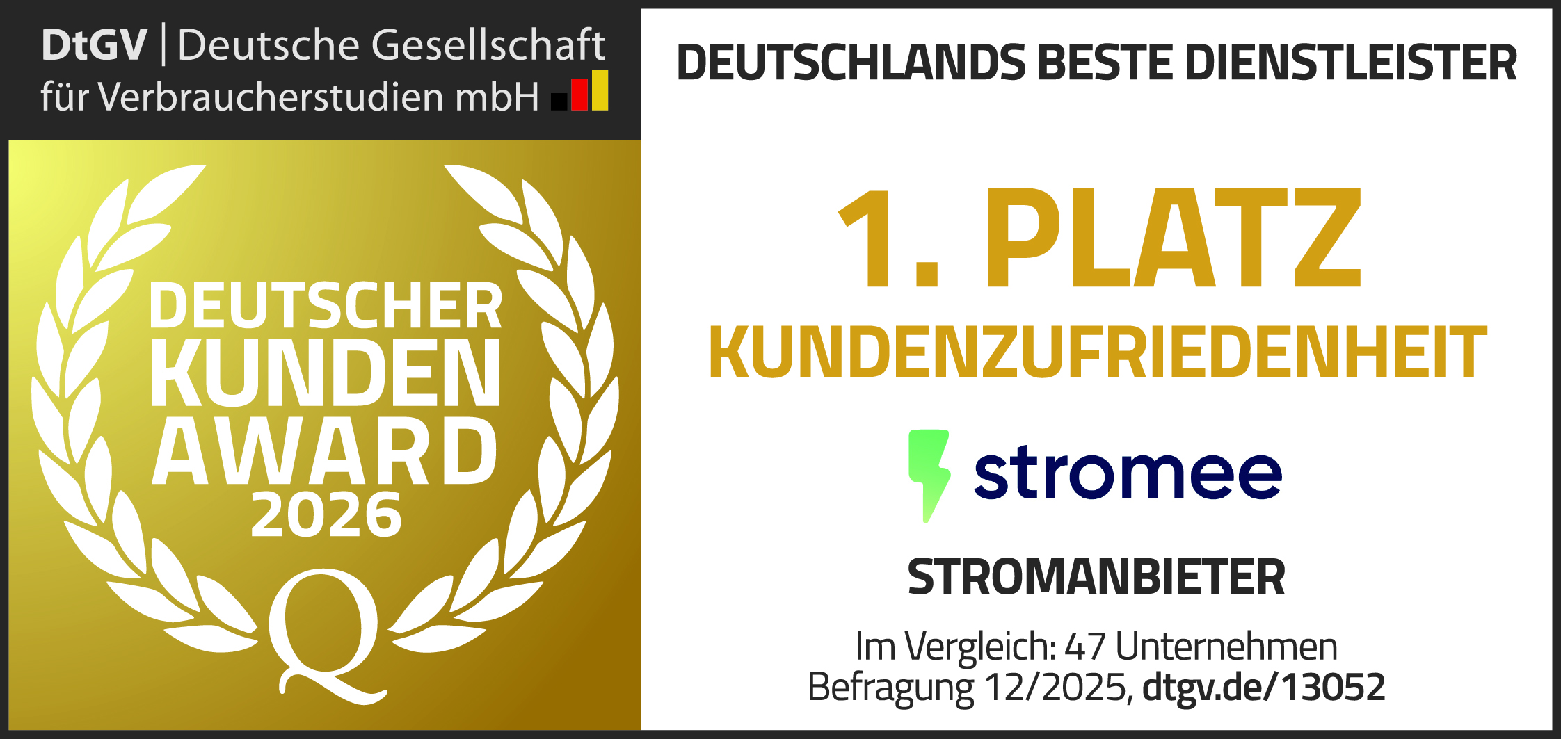 DtGV Siegel 1. Platz Kundenzufriedenheit