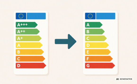 Altes Energielabel wird neu gemacht - Gegenüberstellung der alten und neuen Klassen