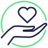 Icon: Offene Hand mit Herz