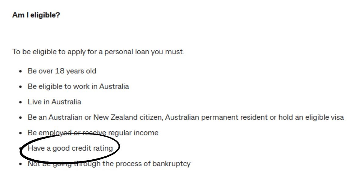 example of lender showing a good credit score a part of eligibility requirements