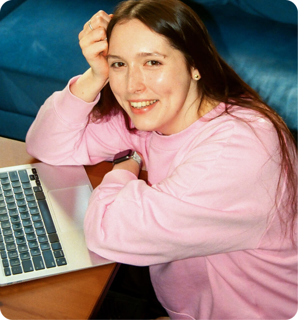 Girl with laptop finding perfect match