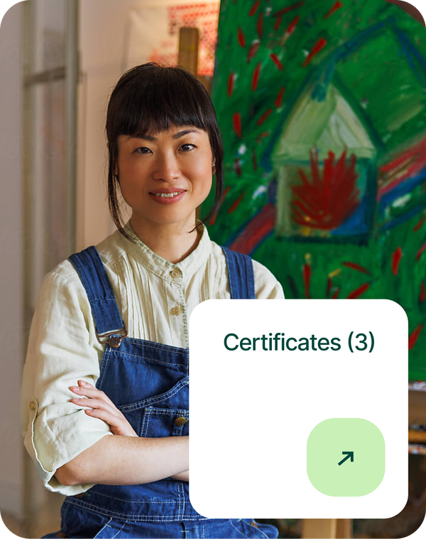 Student with certificates
