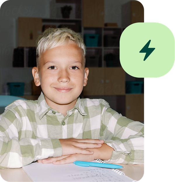 Student with bolt