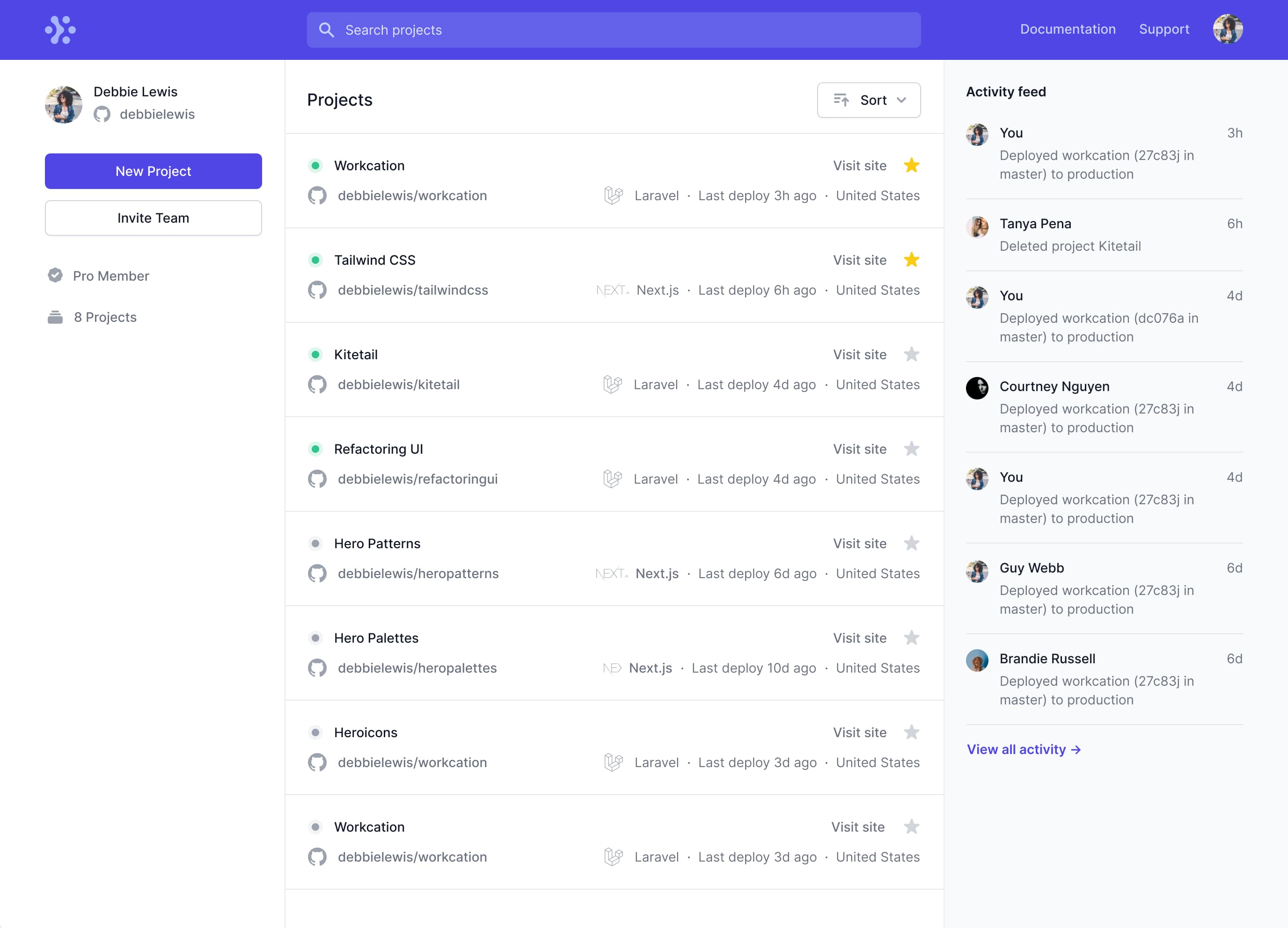 top nav with multi column layout