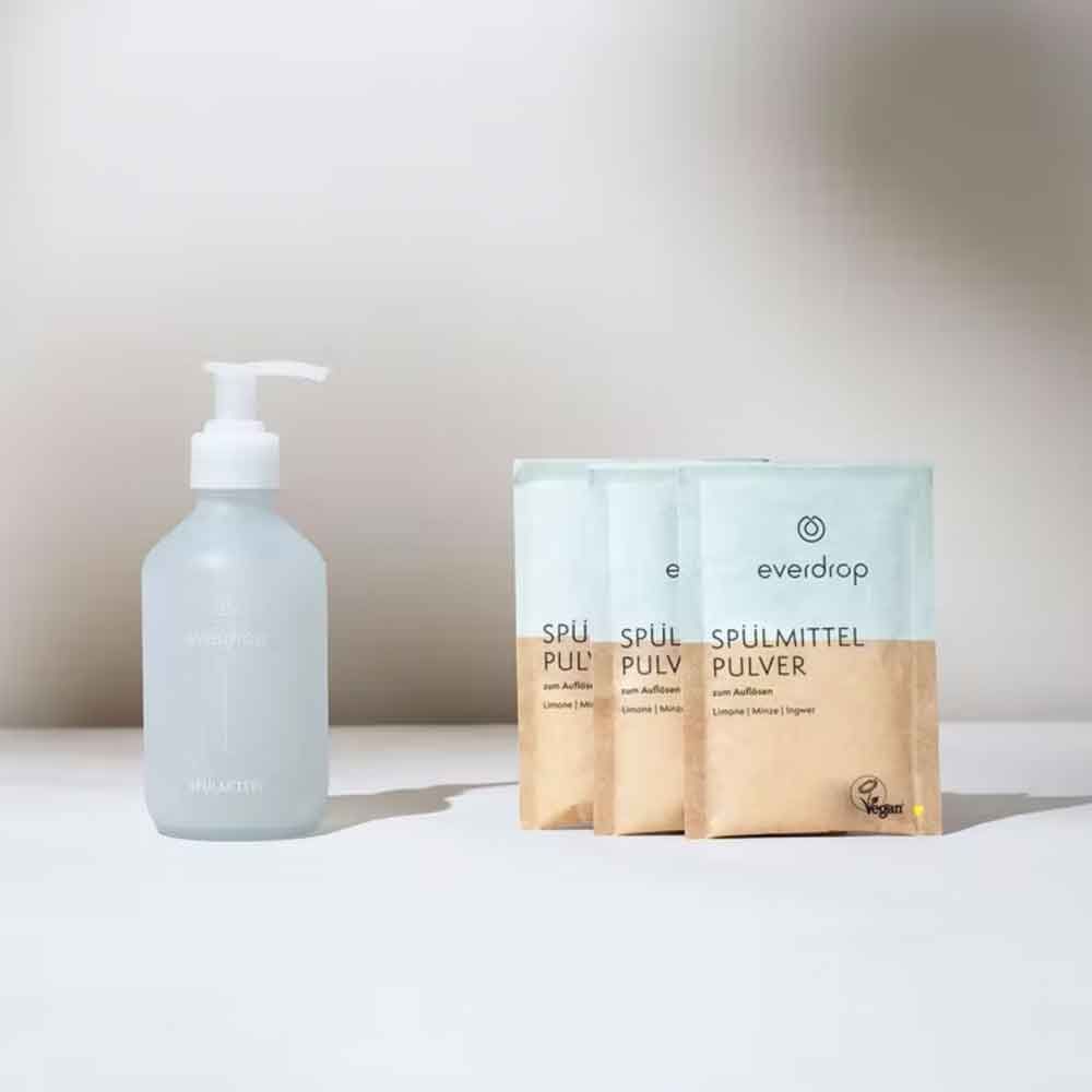 everdrop spülmittel pulver und flasche