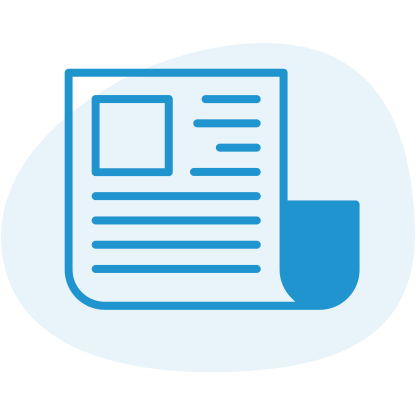 Icon einer Zeitungsseite im flachen Design, genutzt zur Darstellung von Nachrichten, Pressemitteilungen oder Artikeln.