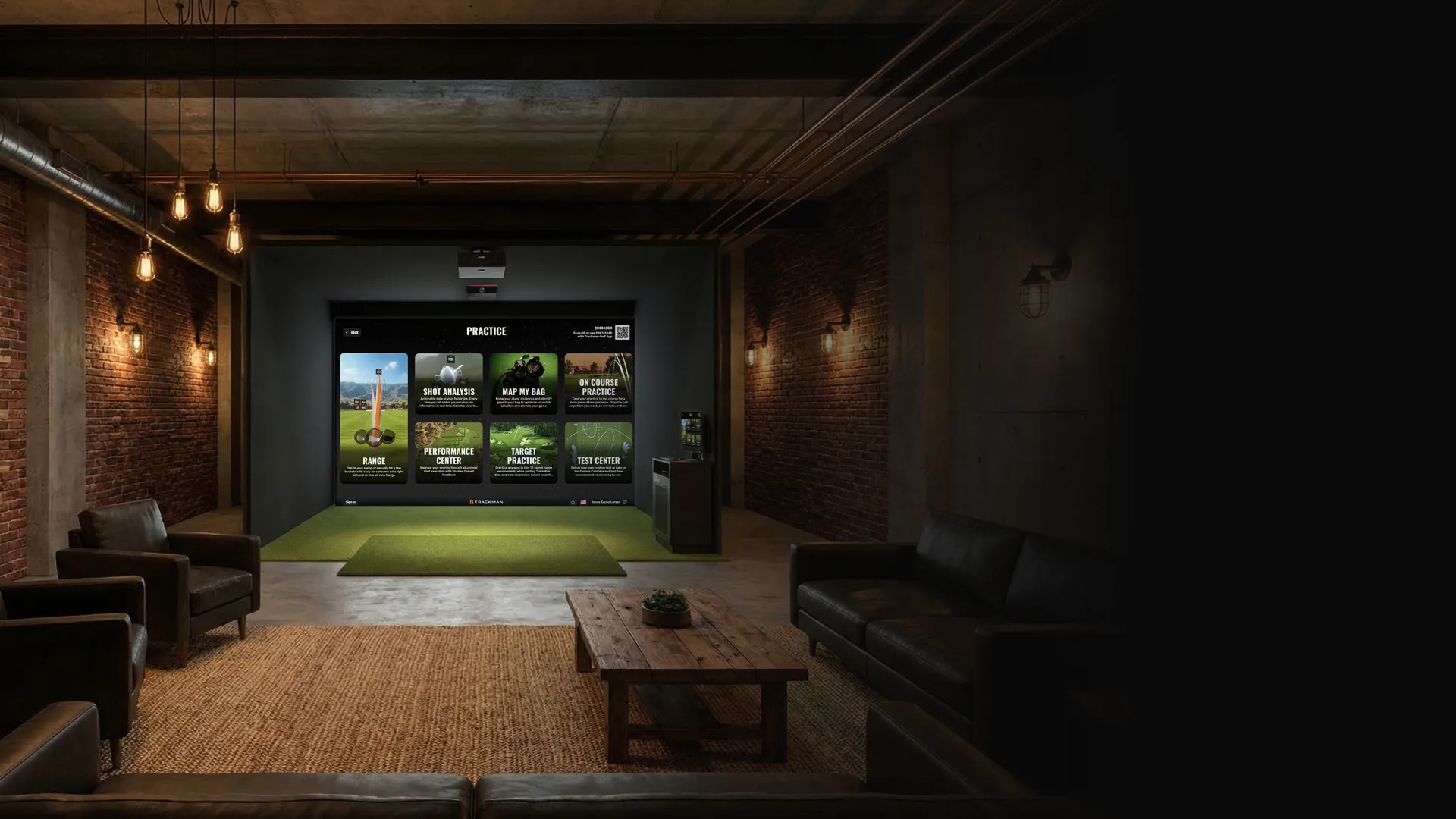 TrackMan iO Home simulator room