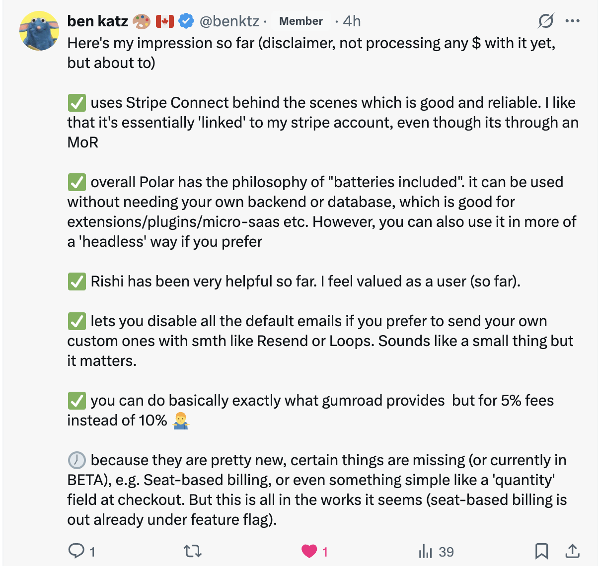 Community testimonial