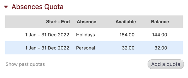 Absences balance