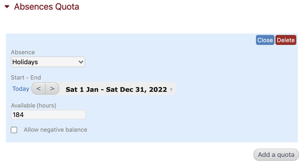 Create absence quotas