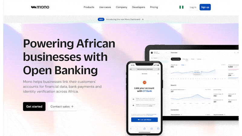 Mono website the homepage