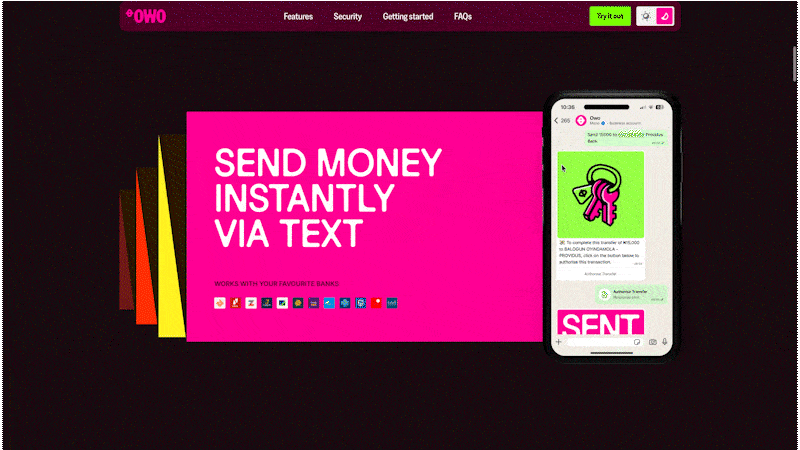 fold interaction on Owo website