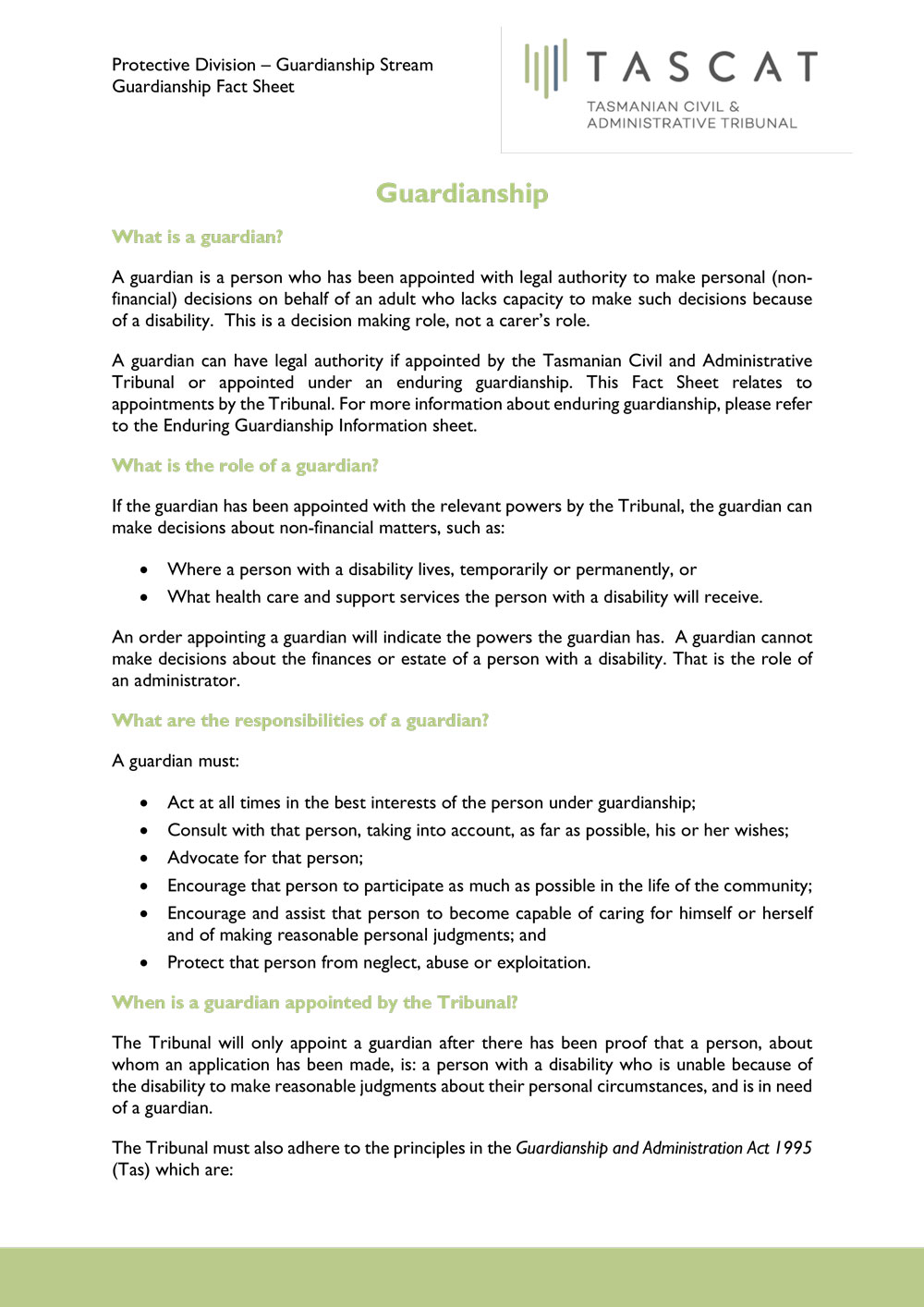 Guardianship Fact Sheet