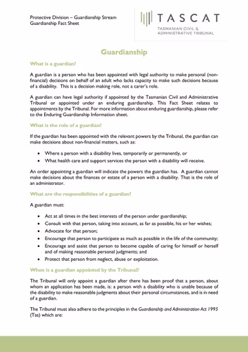 Guardianship Fact Sheet