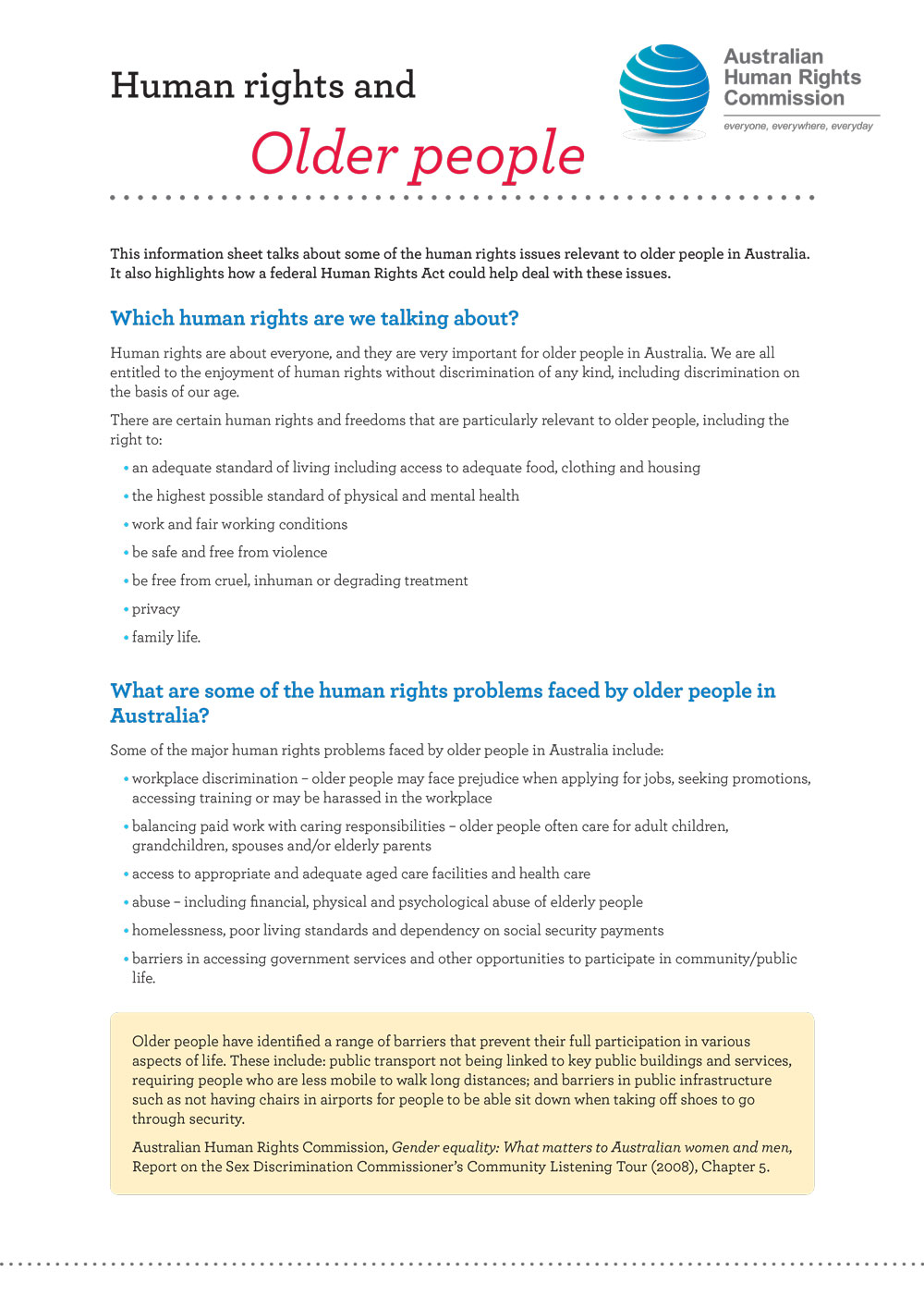 Human rights and Older people cover