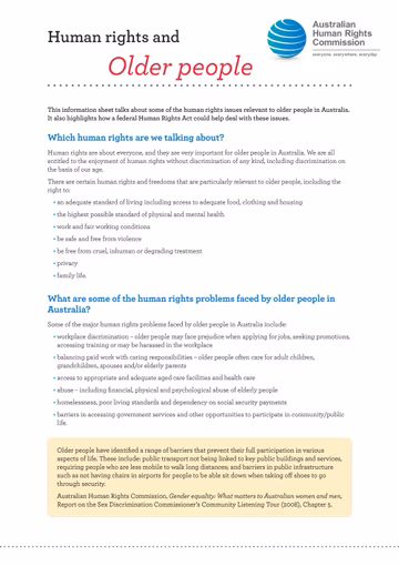 Human rights and Older people cover