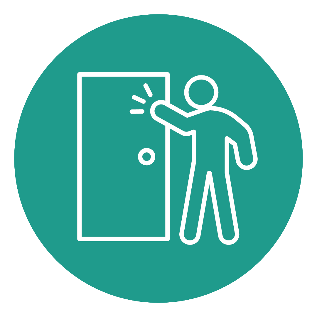 Green icon of a person showing a simple courtesy