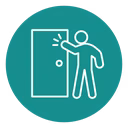 Green icon of a person showing a simple courtesy