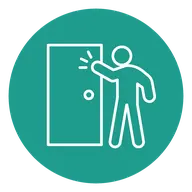 Green icon of a person showing a simple courtesy