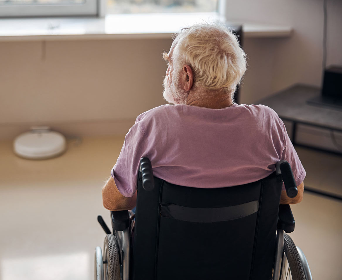 Senior man in wheelchair