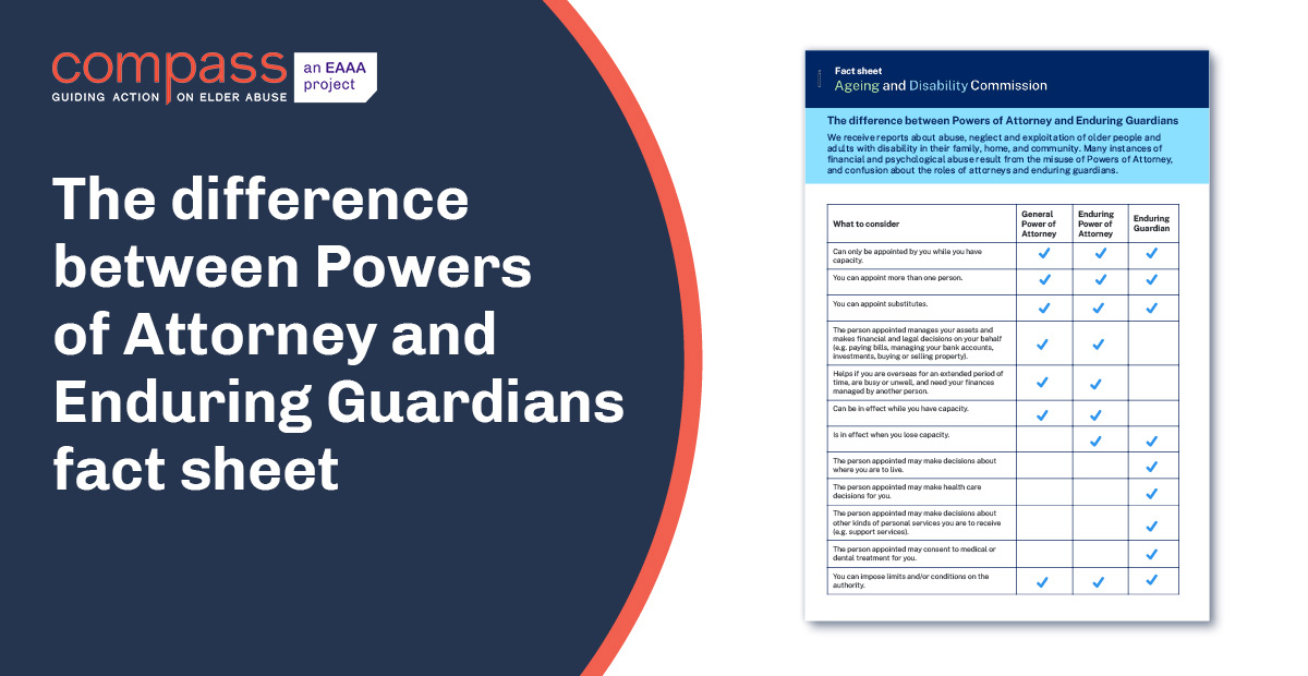 The difference between Powers of Attorney and Enduring Guardians fact