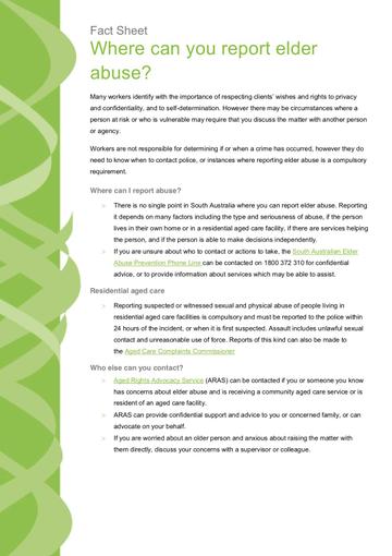 Where can you Report Elder Abuse Cover