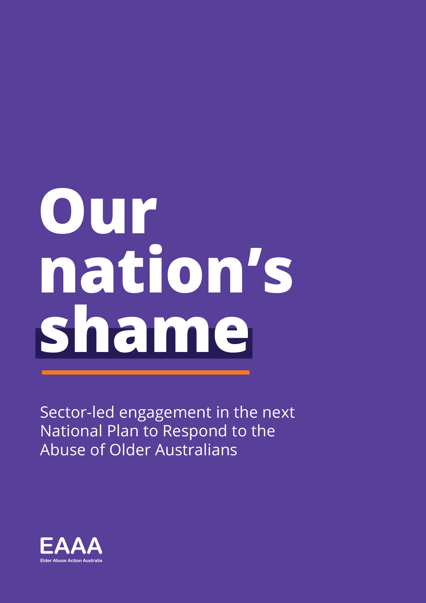 Our nation's shame report cover