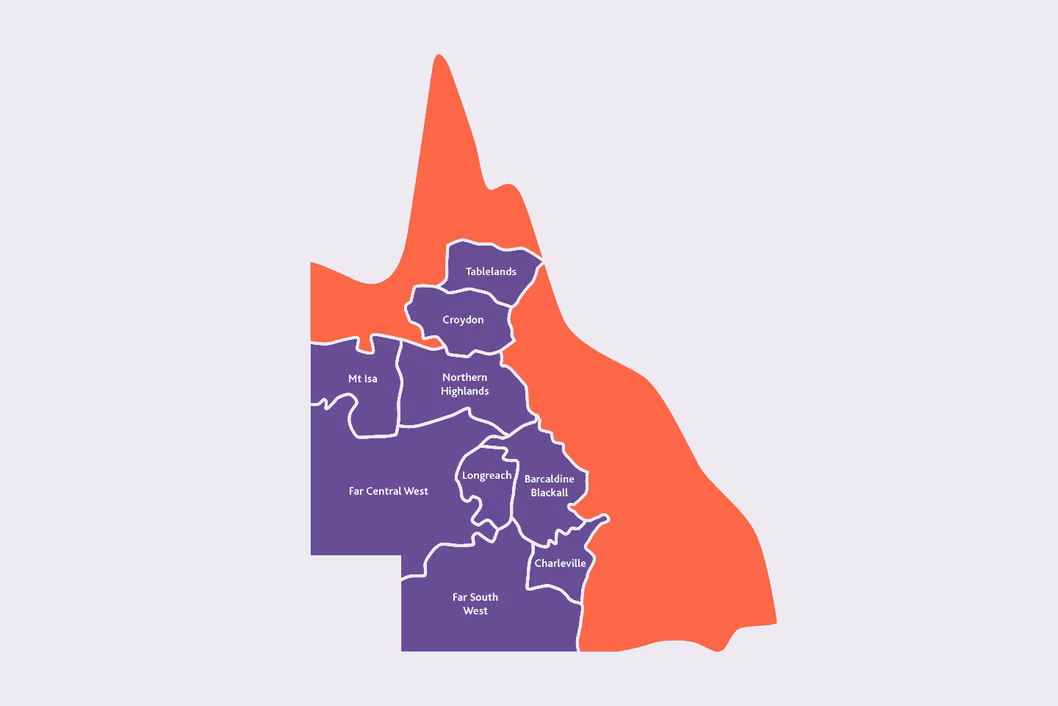 Map of regional and remote Queensland