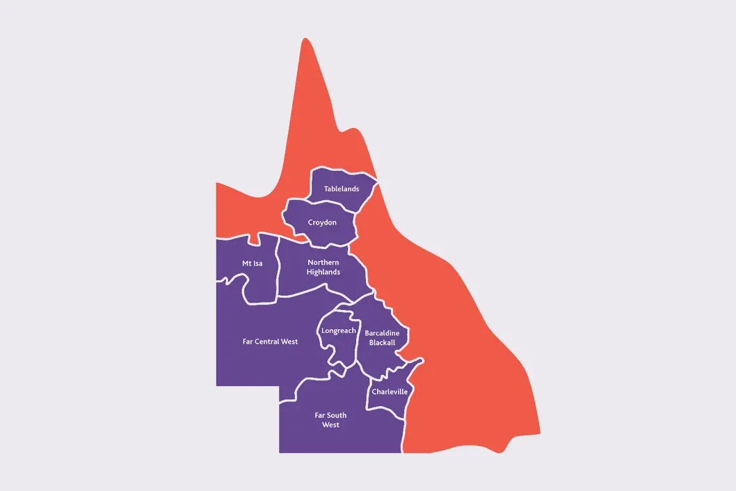 Map of regional and remote Queensland