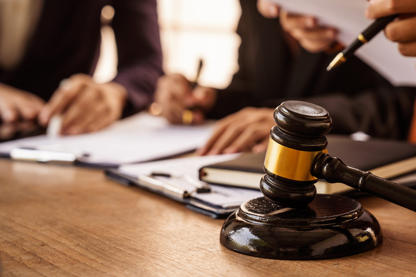 Photo of judges gavel on a desk