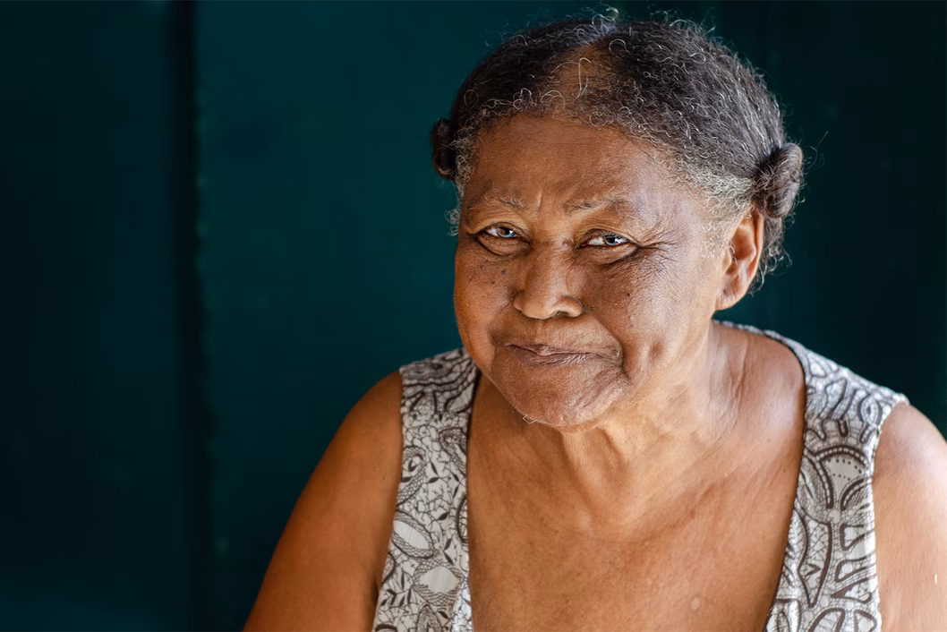 Image of an older woman looking at camera