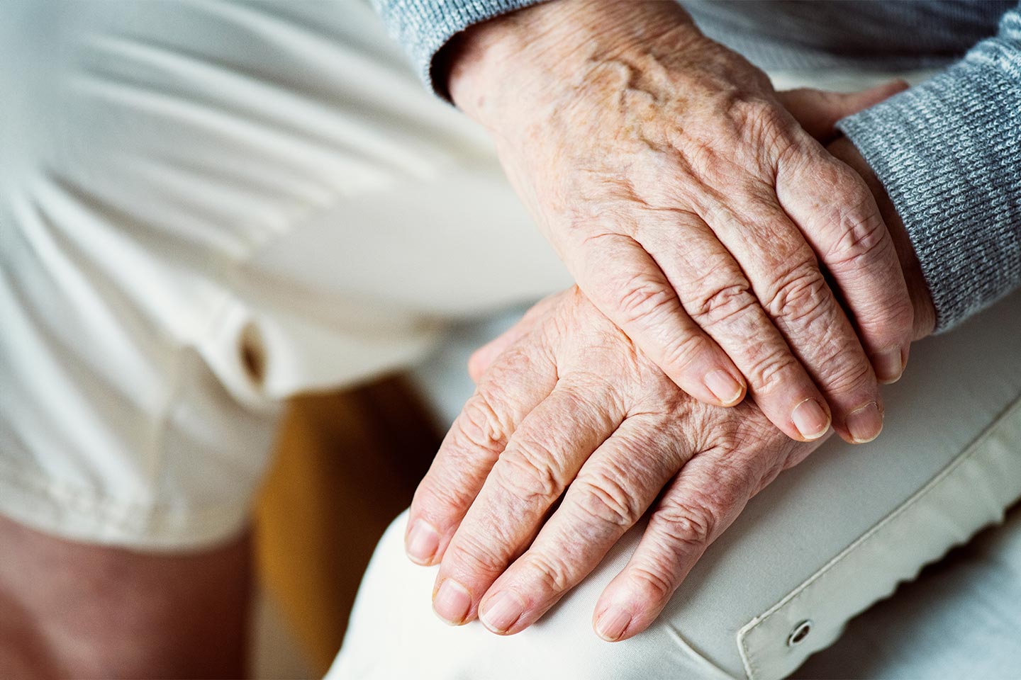 Photo of aged hands in closeup